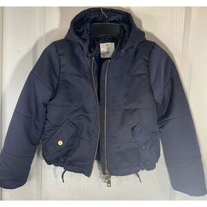 H&M Kids Hooded Puffer Jacket Blue Size 9-10 Casual Mid-Length